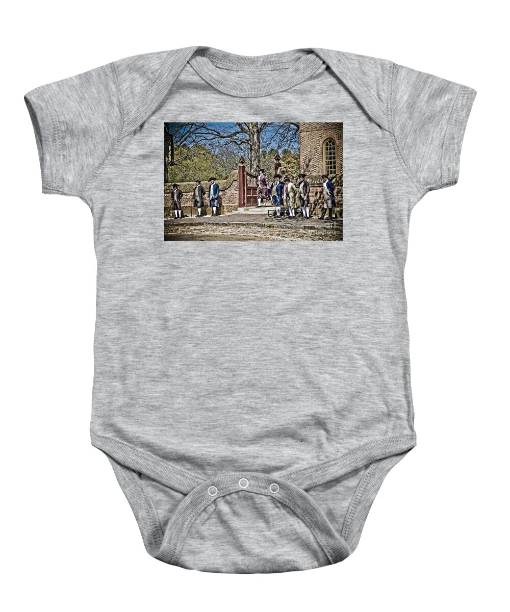 Williamsburg Baby Onesie featuring the photograph Colonial Dress by Timothy Hacker