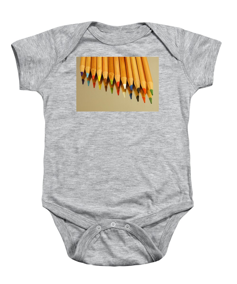 Pencils Baby Onesie featuring the photograph Colored Pencils by Kathy Churchman