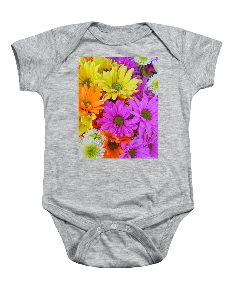 Portrait Baby Onesie featuring the photograph Colorful Daisies by Sami Martin