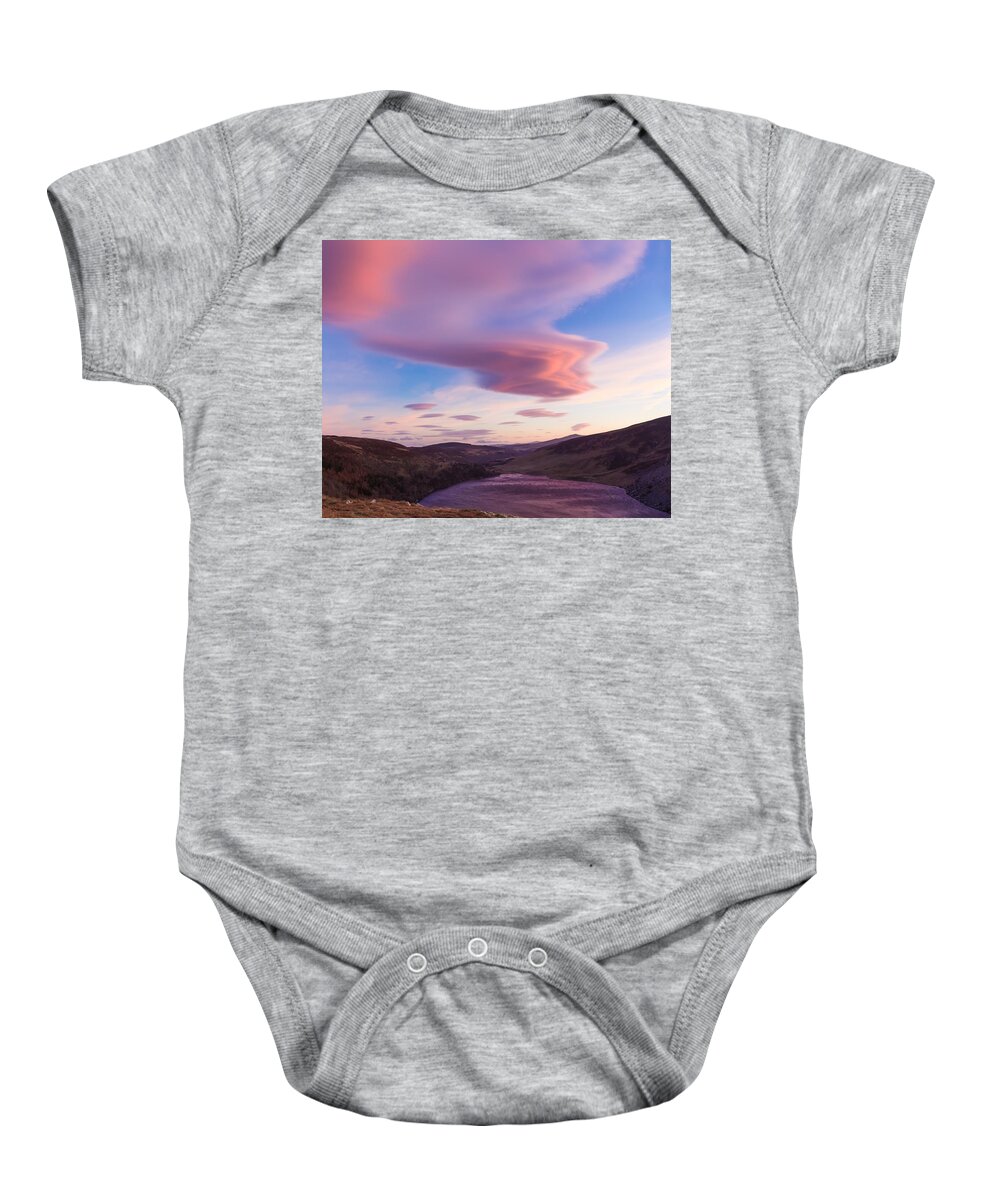 Blue Baby Onesie featuring the photograph Colourful clouds over Lough Tay in Wicklow by Semmick Photo