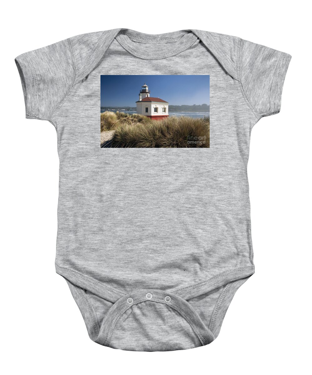Animal Baby Onesie featuring the photograph Coquille River Lighthouse by Peter French