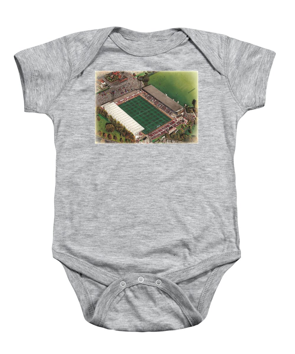 Art Baby Onesie featuring the painting County Ground - Swindon Town by Kevin Fletcher