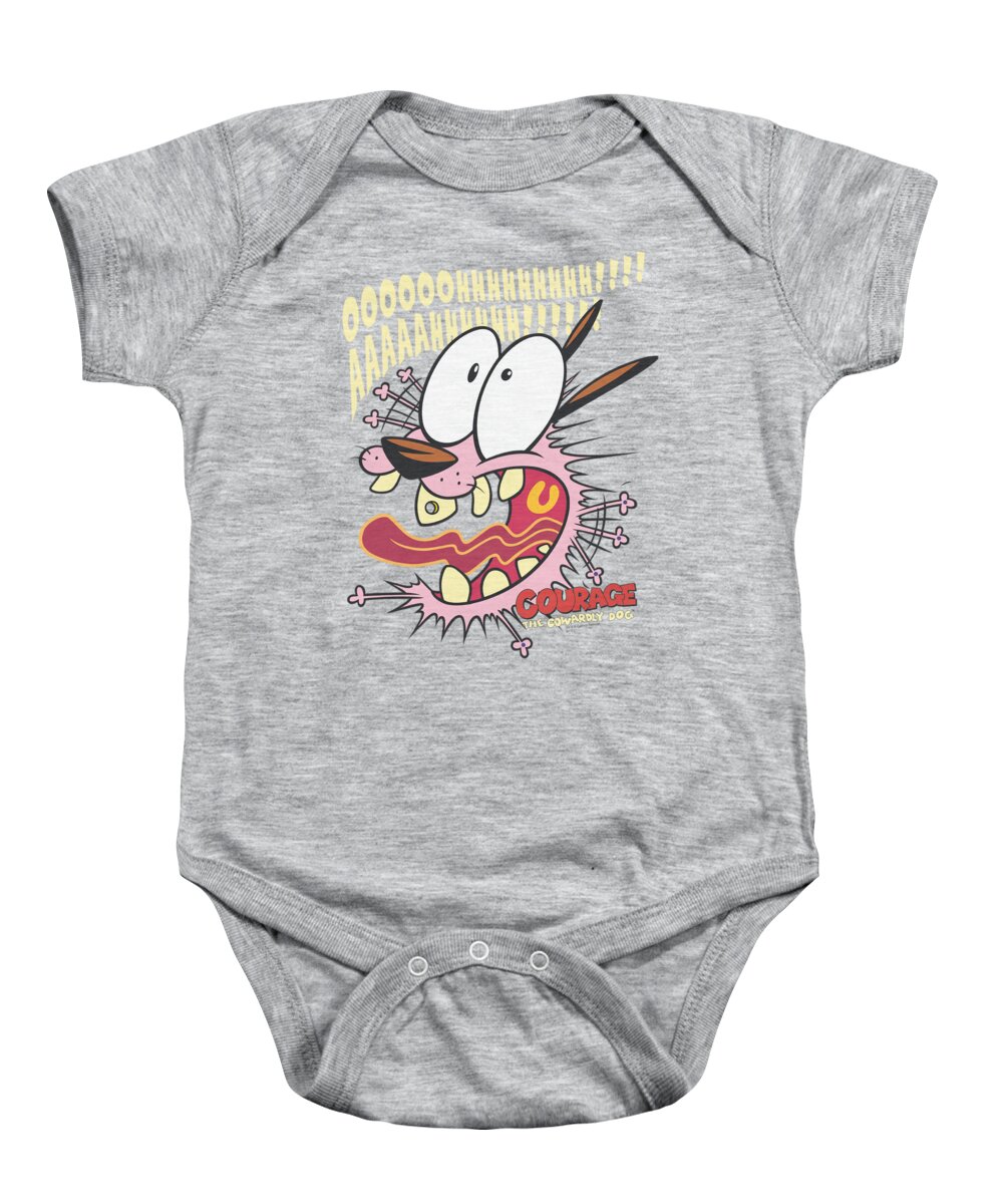 Courage The Cowardly Dog Baby Onesie featuring the digital art Courage The Cowardly Dog - Scaredy Dog by Brand A