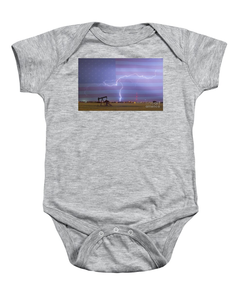 Lightning Baby Onesie featuring the photograph Crude Oil and Natural Gas Striking Across America by James BO Insogna