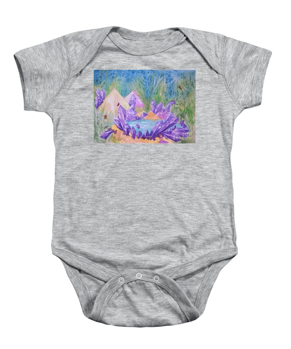 Lake Baby Onesie featuring the painting Crystal Lake by Ellen Levinson