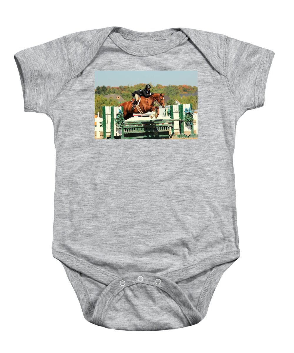 Horse Baby Onesie featuring the photograph Csjt-hunter2 by Janice Byer