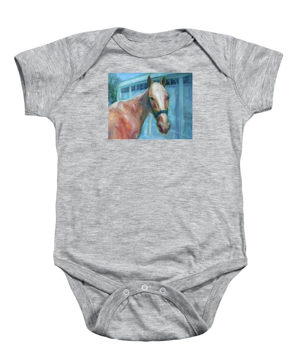 Horse Baby Onesie featuring the painting Custom Pet Portrait Painting - Original Artwork - Horse - Dog - Cat - Bird by Quin Sweetman