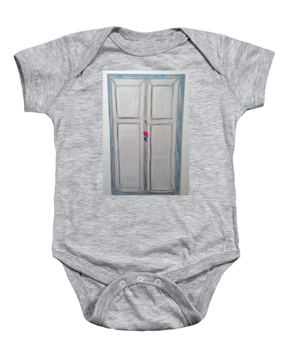 Abstract Painting Strcutured Mix Baby Onesie featuring the painting D1 - door by KUNST MIT HERZ Art with heart
