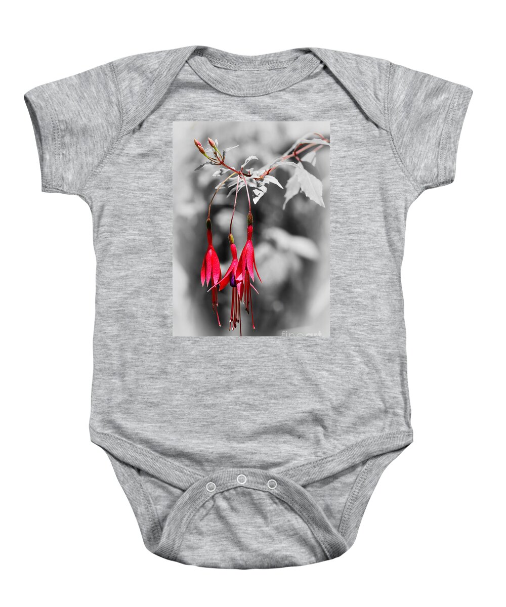 Photography Baby Onesie featuring the photograph Dainty Fuchsias by Kaye Menner by Kaye Menner