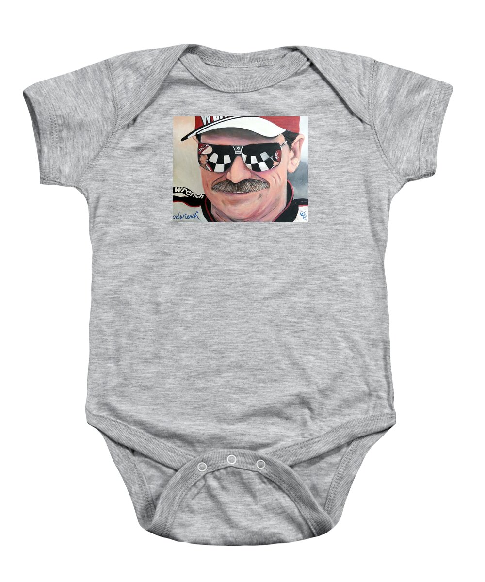 Racing Baby Onesie featuring the painting Dale Earnhardt Sr by Tom Carlton