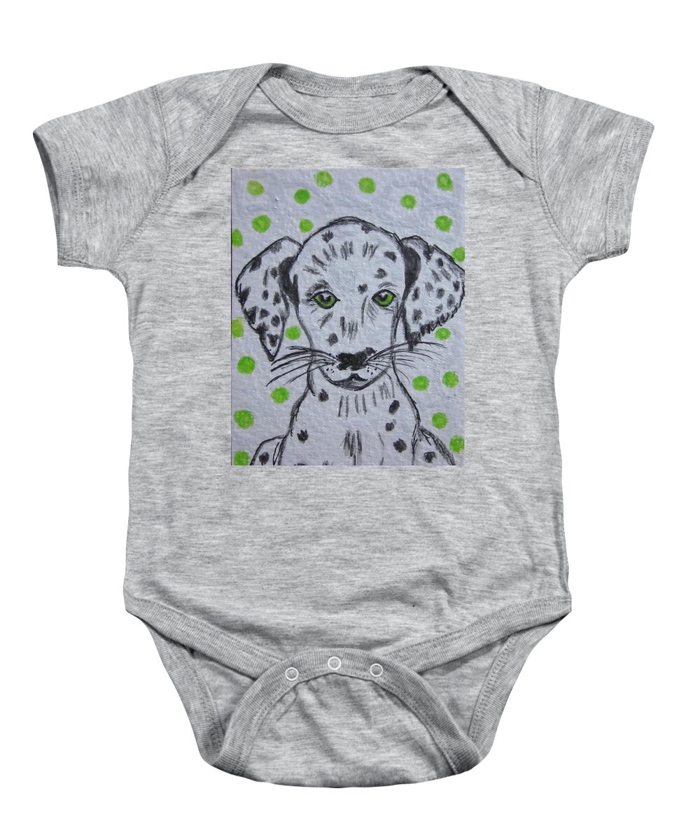Dalmatian Puppy Baby Onesie featuring the painting Dalmatian Puppy by Kathy Marrs Chandler