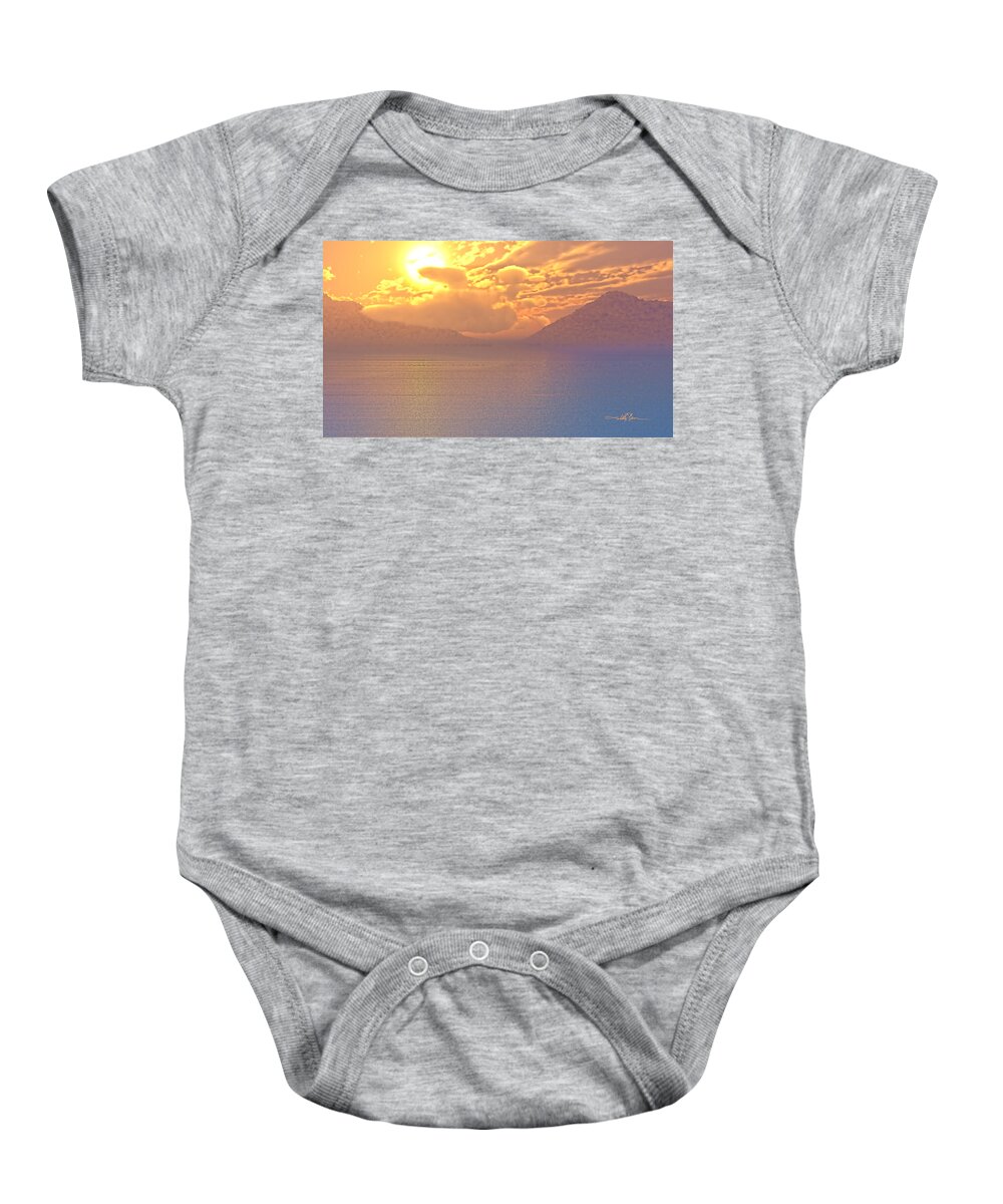 Scenic Baby Onesie featuring the digital art Dawn of Our Lord by William Ladson