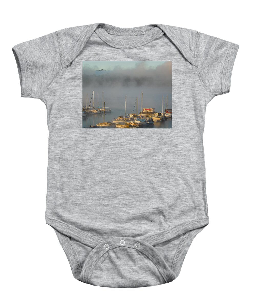 Boats Baby Onesie featuring the photograph December Morning by Diana Hatcher