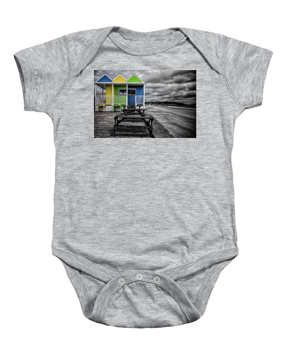 Jersey Baby Onesie featuring the photograph Deserted Cafe by Nigel R Bell