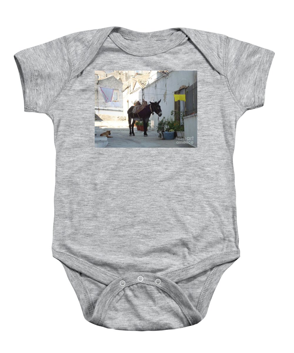 Donkey Baby Onesie featuring the photograph Donkey by Archangelus Gallery