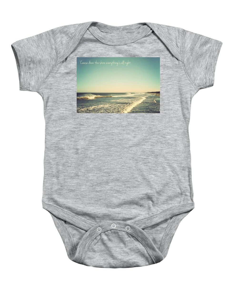 Terry Deluco Baby Onesie featuring the photograph Down the Shore Seaside Heights Vintage Quote by Terry DeLuco