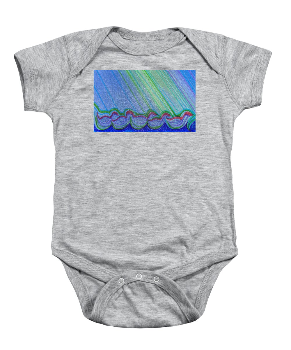 First Star Art Baby Onesie featuring the mixed media Ducks by jrr by First Star Art