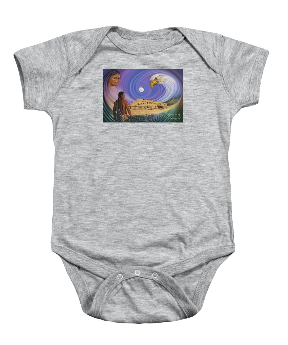 Taos Baby Onesie featuring the painting Dynamic Taos I by Ricardo Chavez-Mendez