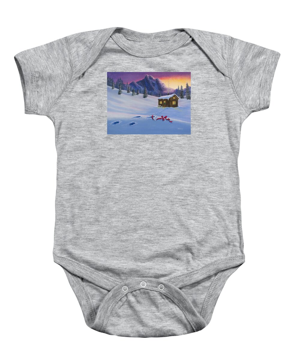 Snowy Christmas Painting Baby Onesie featuring the painting Early Christmas Morn by Jack Malloch