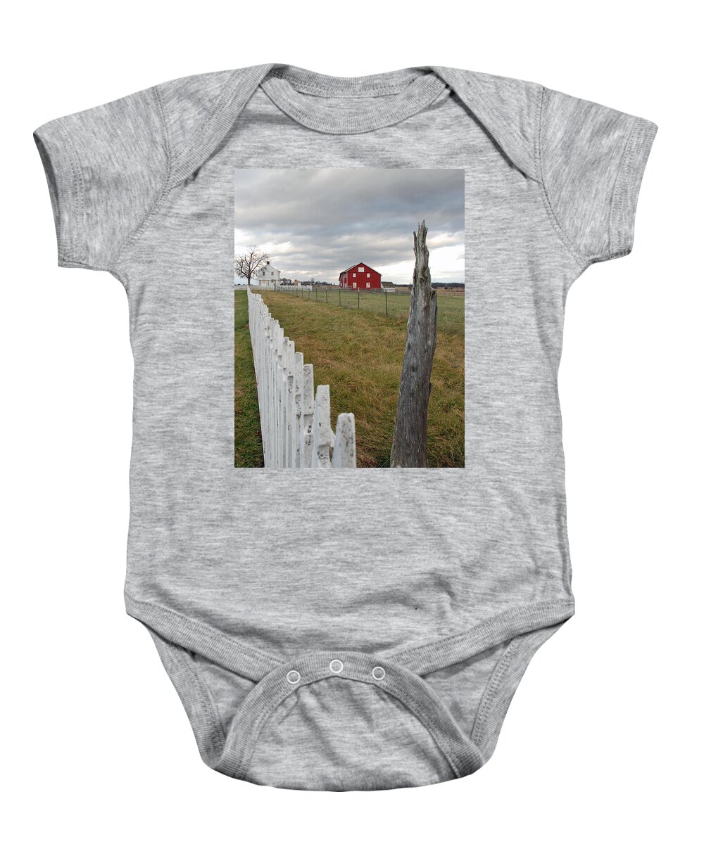 Gettysburg Baby Onesie featuring the photograph Emmitsburg Rd by Jim Cook