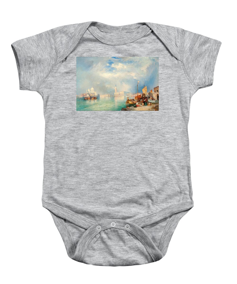 Thomas Moran Baby Onesie featuring the painting Entrance to the Grand Canal. Venice by Thomas Moran
