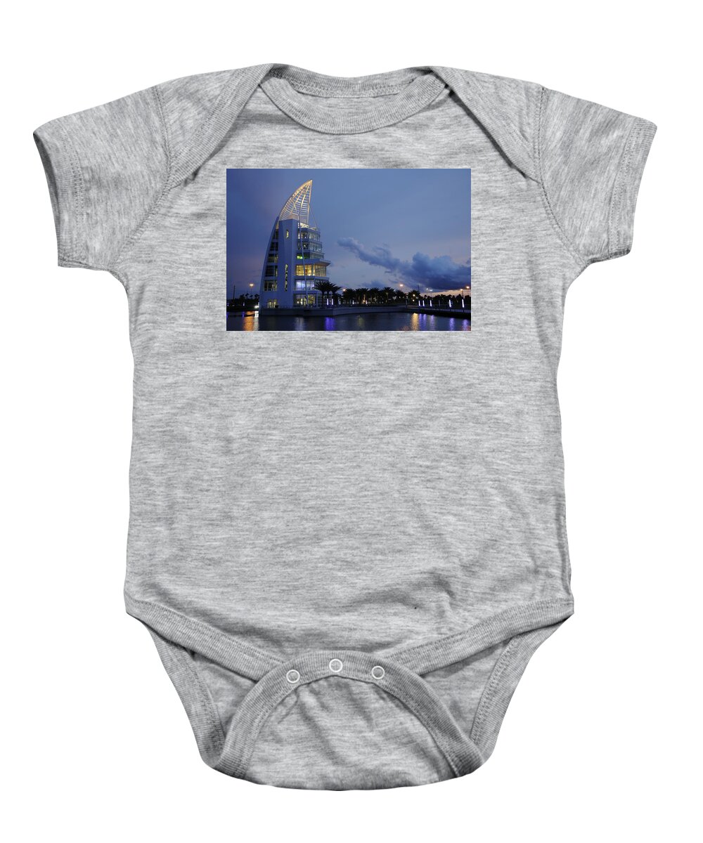 Exploration Tower Baby Onesie featuring the photograph Exploration Tower in Evening by Bradford Martin