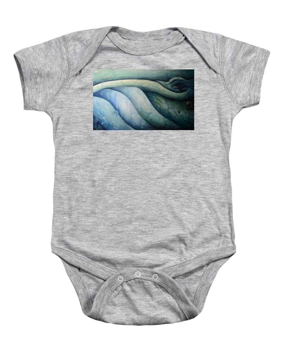 Whale Baby Onesie featuring the painting Eye of the Deep by Charles Owens