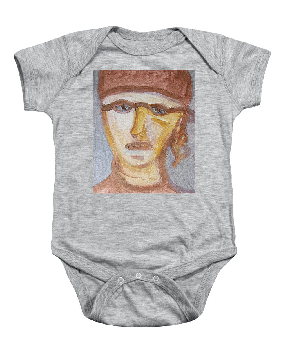 Face Baby Onesie featuring the painting Face Five by Shea Holliman