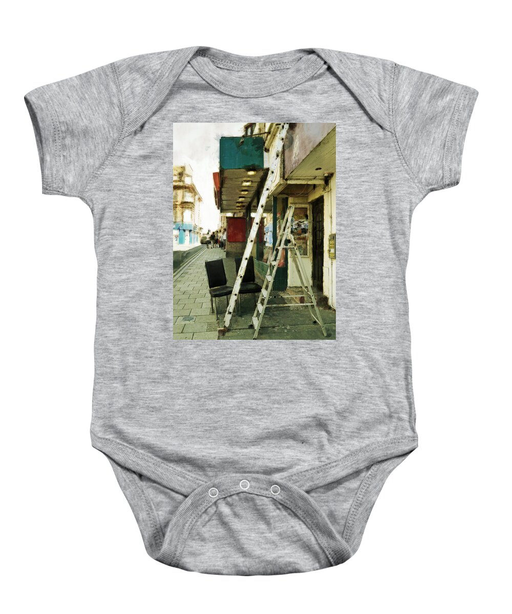 Ladder Baby Onesie featuring the photograph Fear of Heights by Steve Taylor