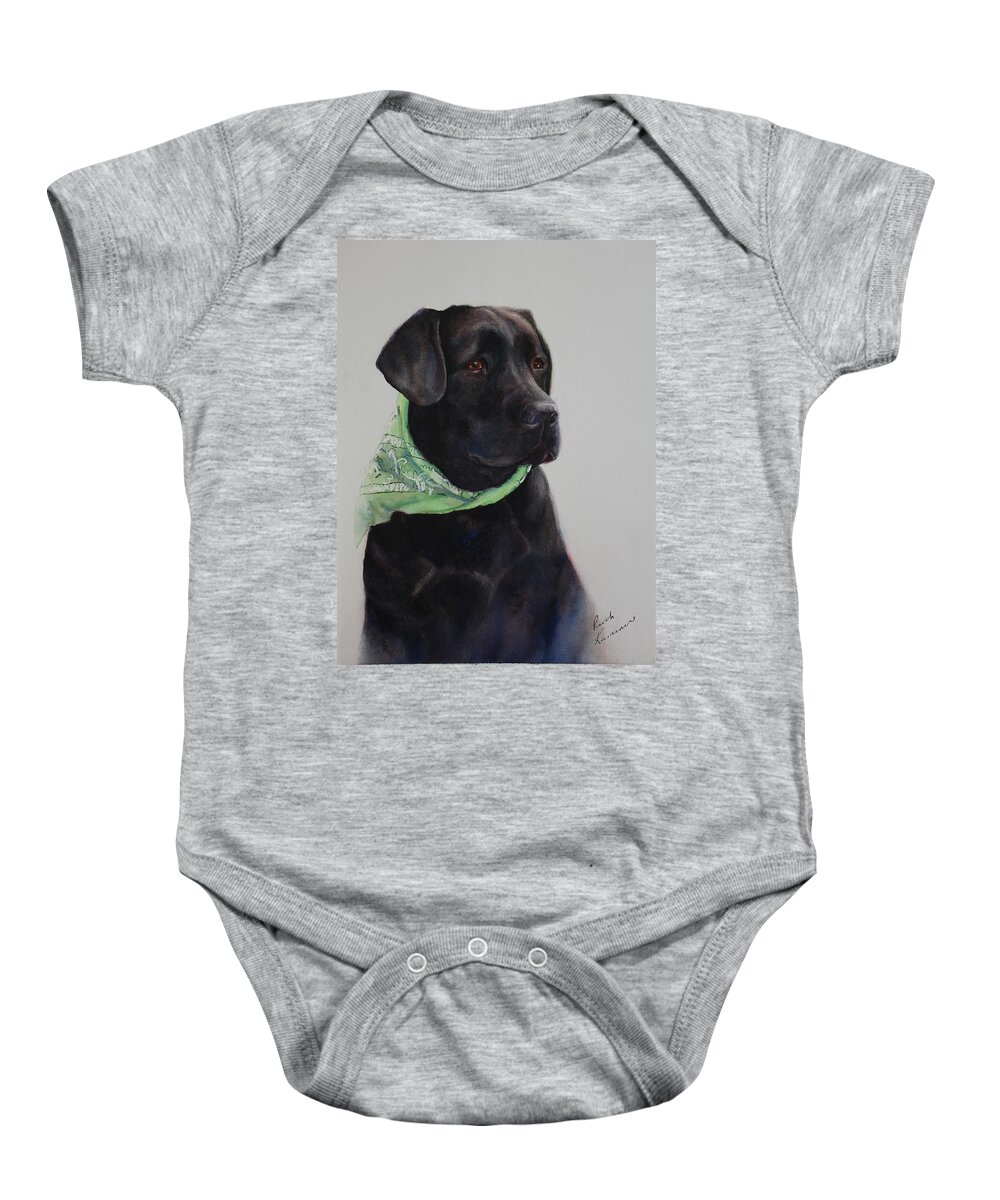 Dog Baby Onesie featuring the painting Finnegan by Ruth Kamenev
