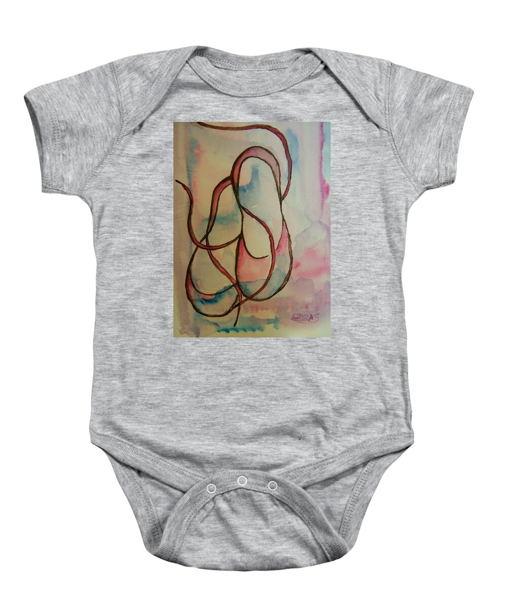 Slippers Baby Onesie featuring the painting Floating Slippers by Elaine Duras