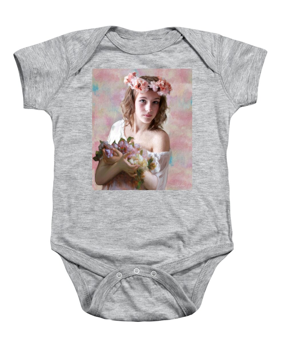 Flower Baby Onesie featuring the painting Flower Girl by Portraits By NC