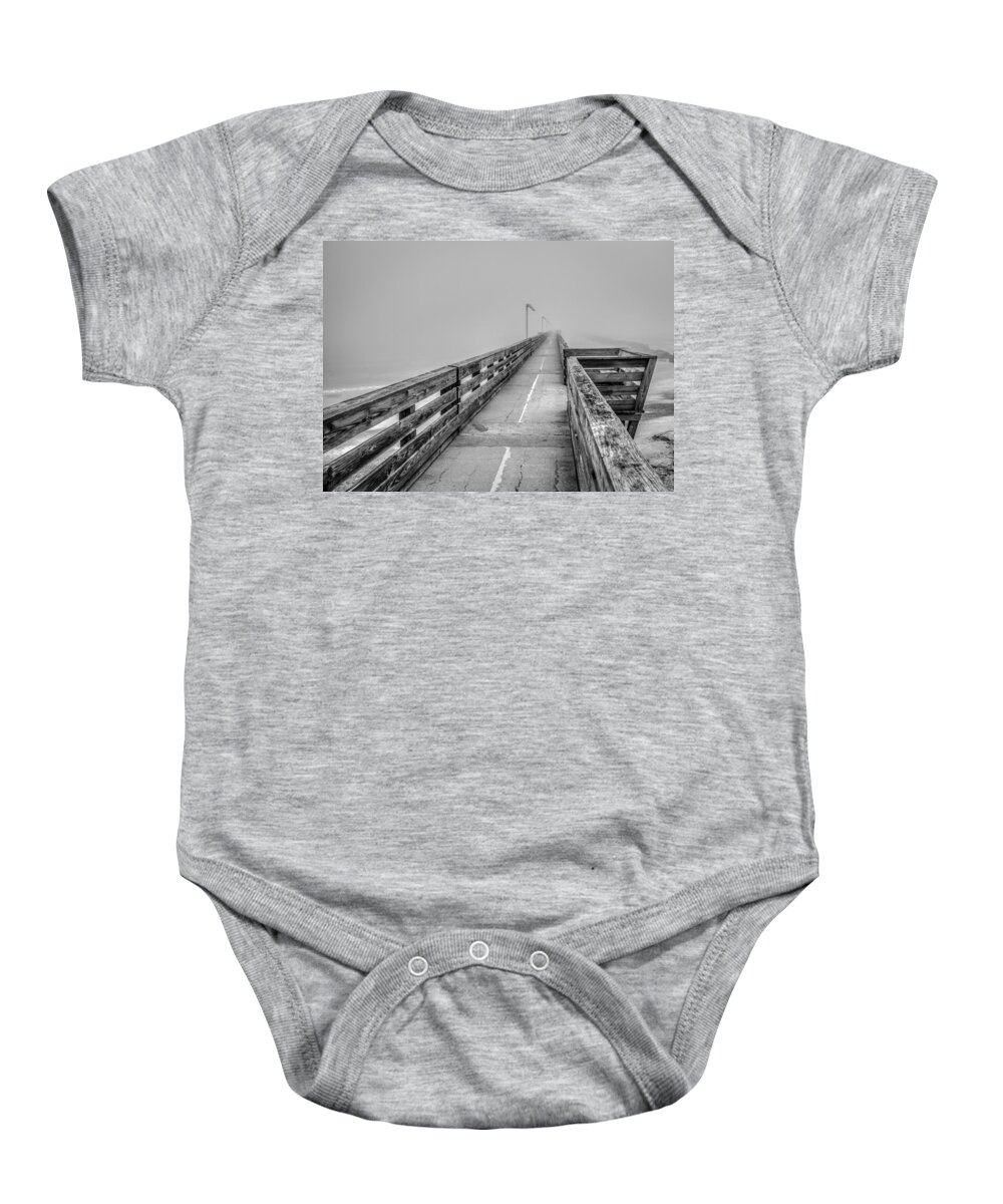 Atlantic Baby Onesie featuring the photograph Foggy Fort Clinch Pier by Traveler's Pics