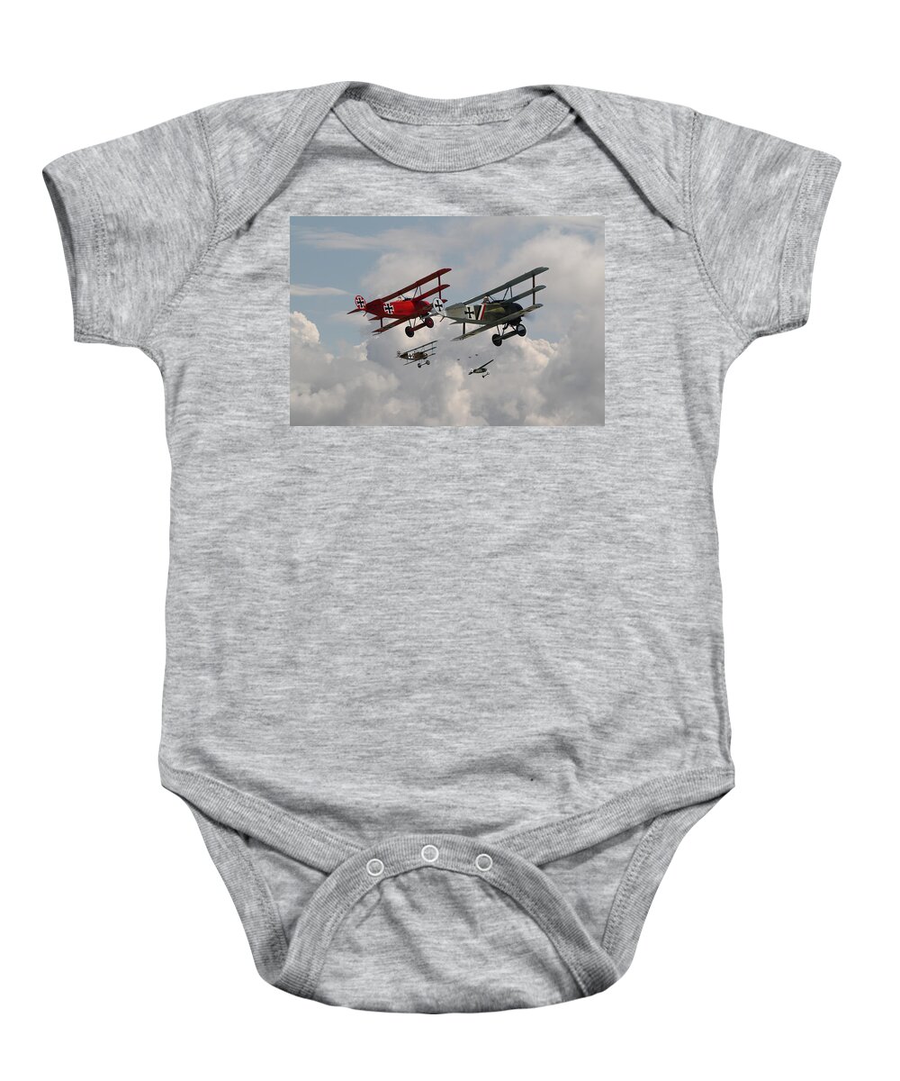 Aircraft Baby Onesie featuring the photograph Fokker Squadron - Contact by Pat Speirs