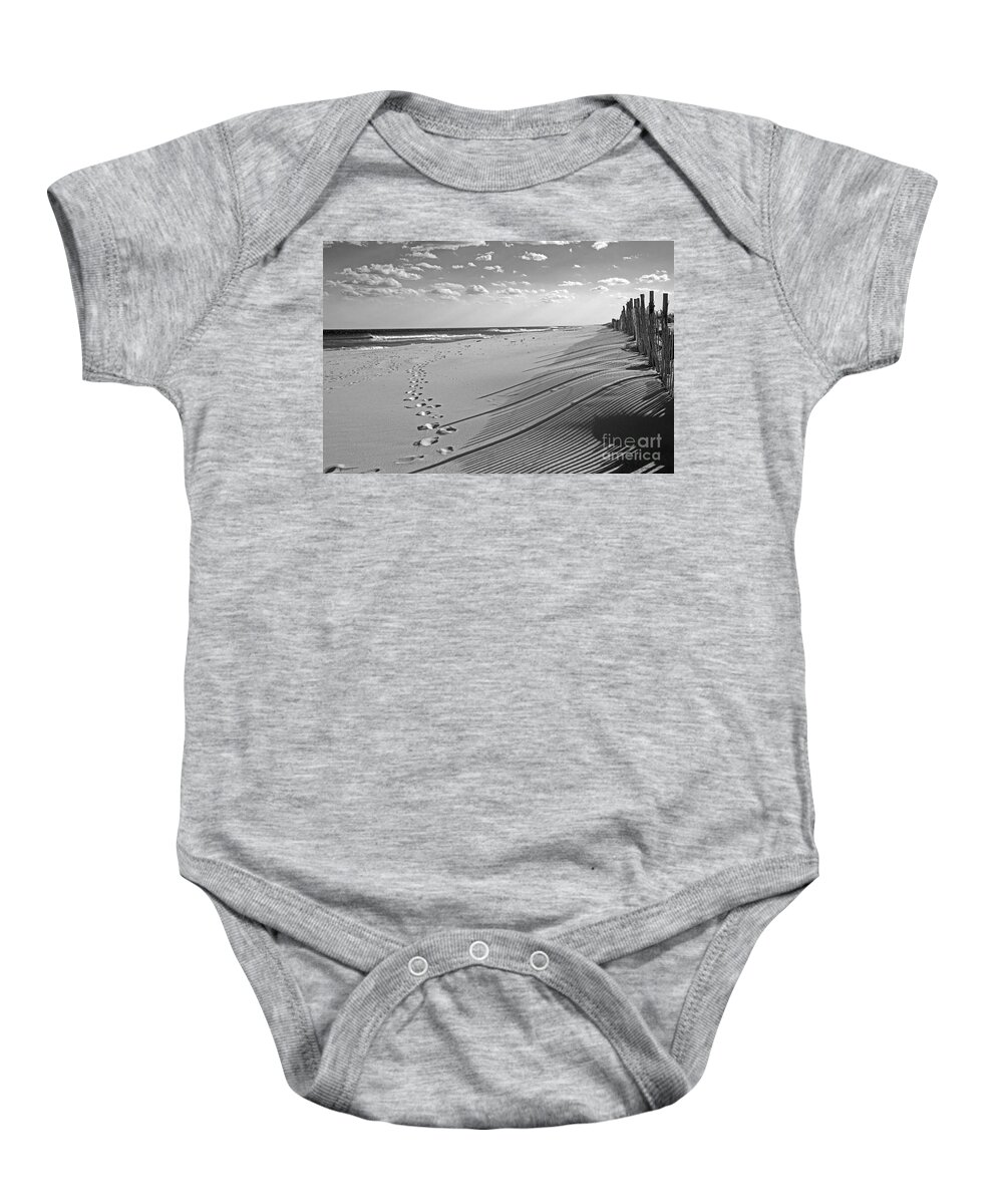 Classic Baby Onesie featuring the photograph Footprints in the Sand by Debra Fedchin