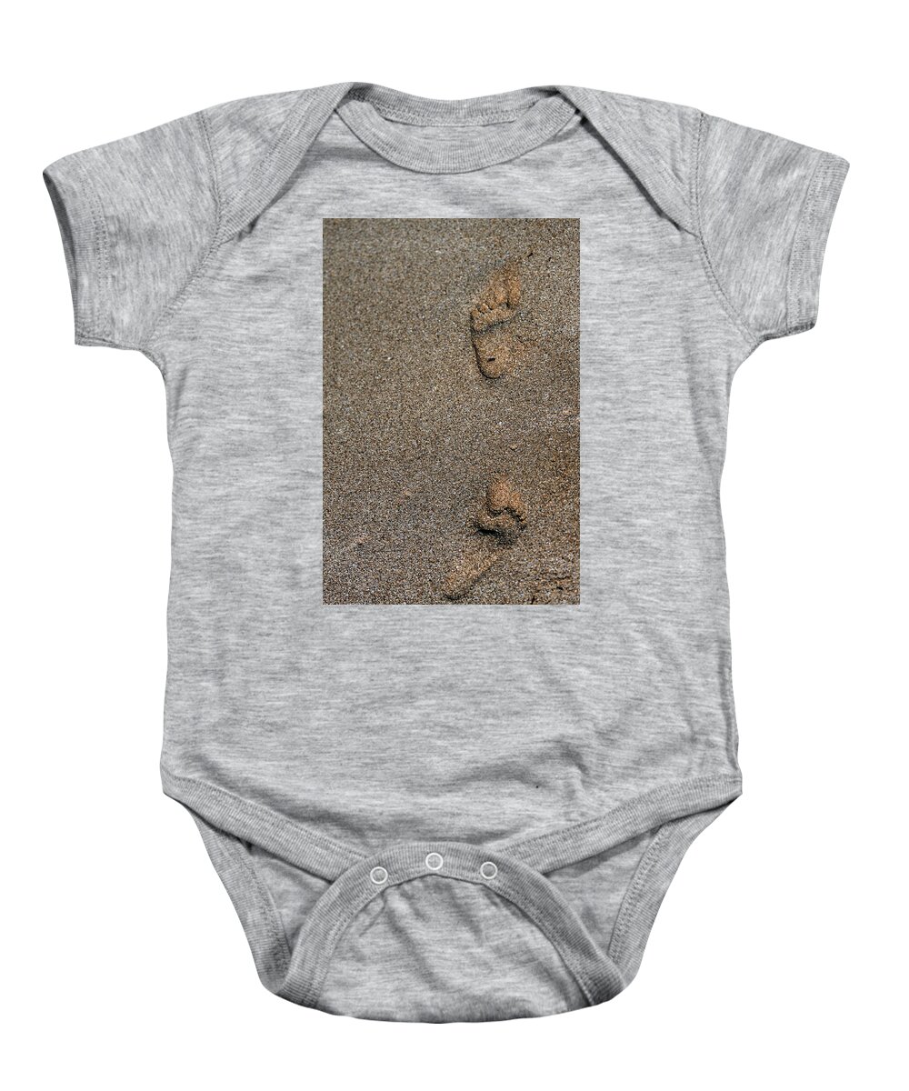 Sand Baby Onesie featuring the photograph Footprints in Time by Edward Hawkins II
