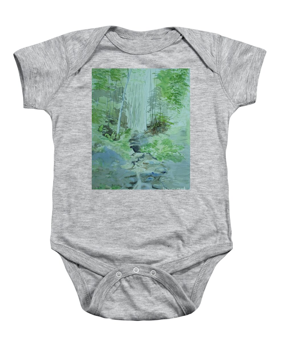 Forest Stream Baby Onesie featuring the painting Forest Stream by Martin Howard