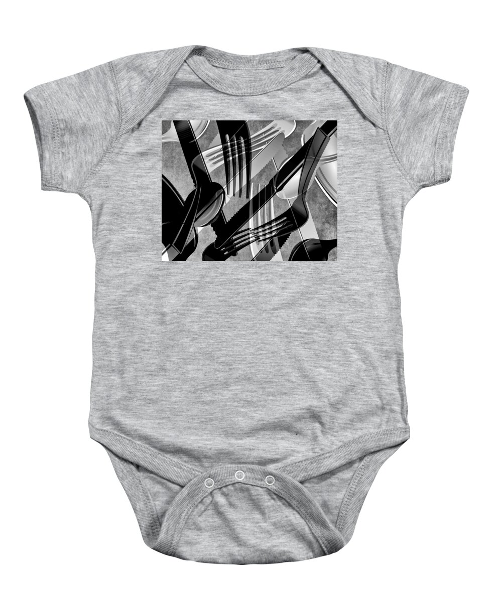 Texture Baby Onesie featuring the mixed media Fork Knife Spoon 9 by Angelina Tamez