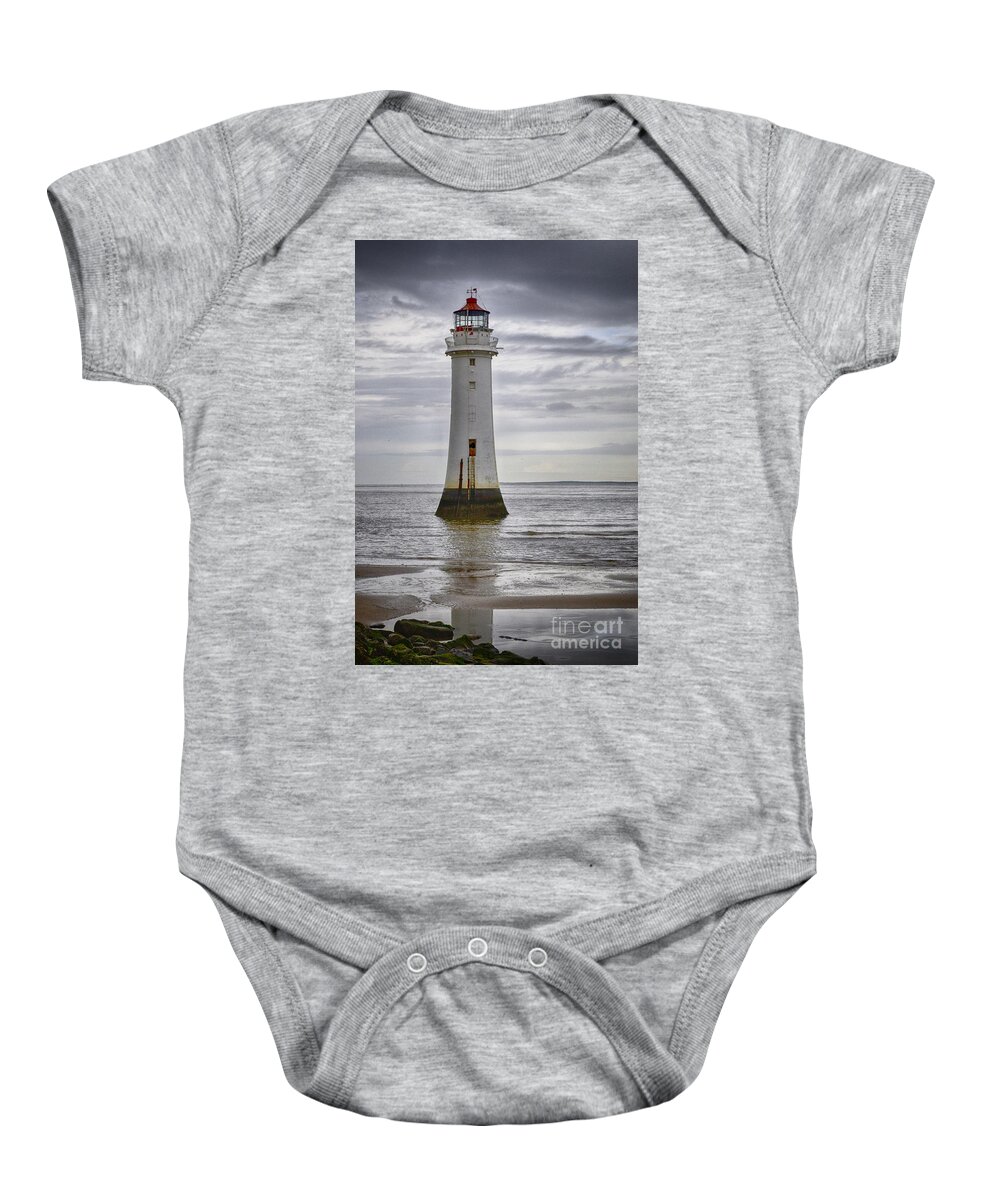 Seascape Baby Onesie featuring the photograph Fort Perch Lighthouse by Spikey Mouse Photography