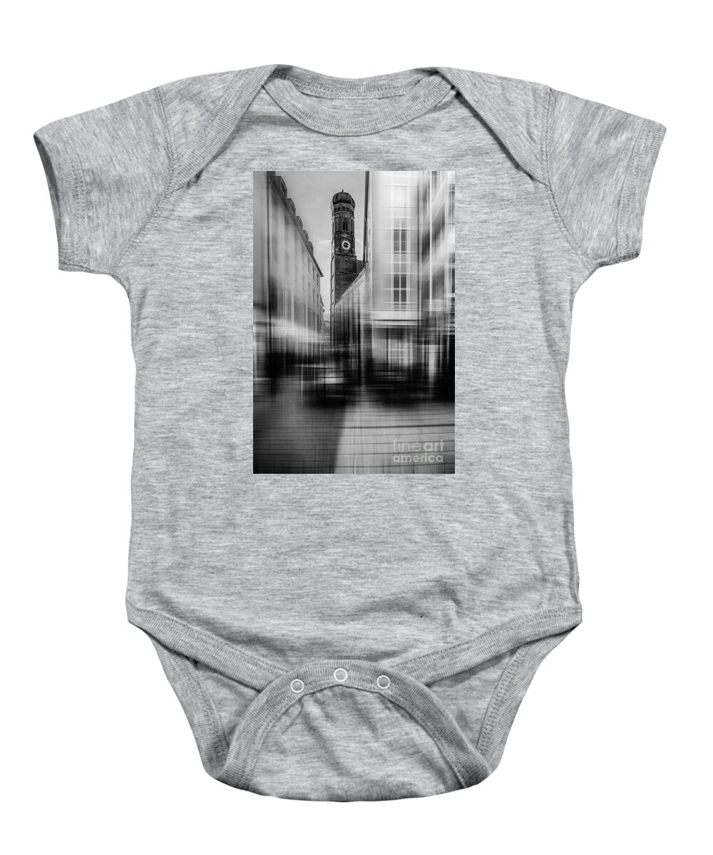 People Baby Onesie featuring the photograph Frauenkirche - Muenchen V - bw by Hannes Cmarits
