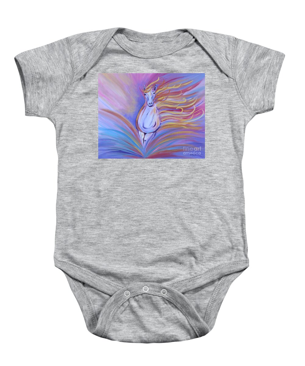 Horse Baby Onesie featuring the painting Freedom by Stacey Zimmerman