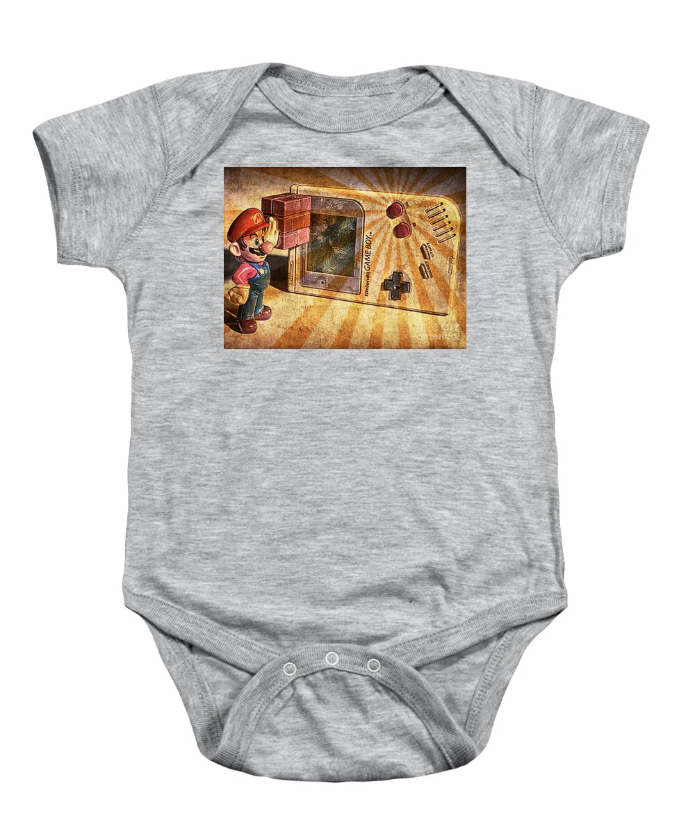 Nintendo Baby Onesie featuring the photograph Game Boy and Mario - Vintage by Stefano Senise
