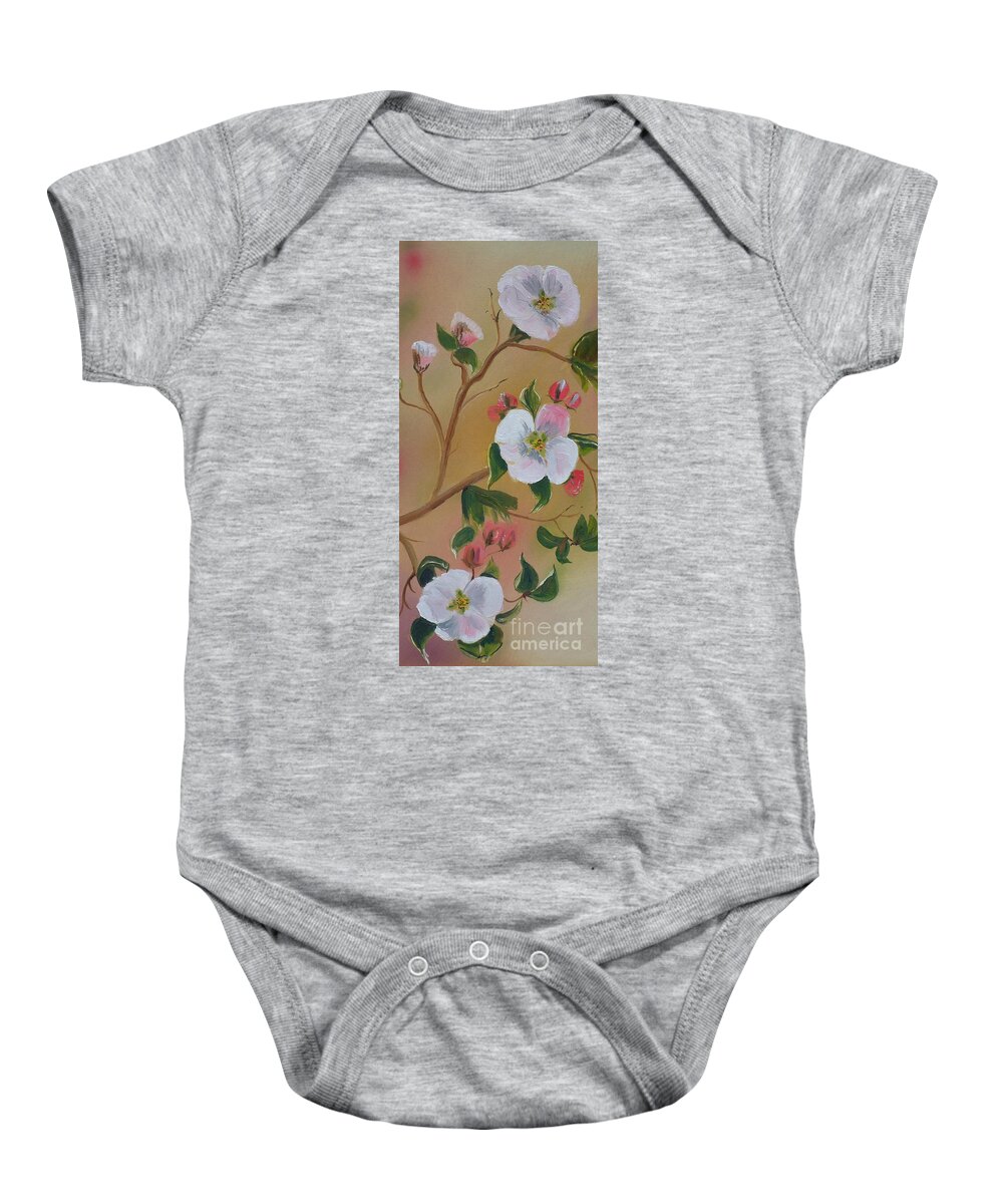 Flowers Baby Onesie featuring the painting Georgia Flowers - Apple Blossoms- Stretched by Jan Dappen