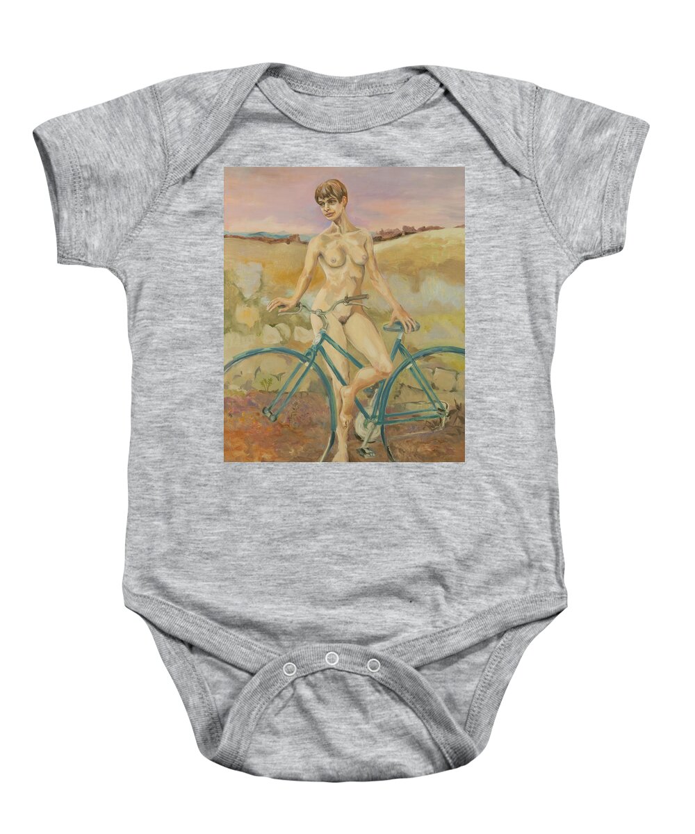 Sunset Baby Onesie featuring the painting Anne in evening light by Peregrine Roskilly