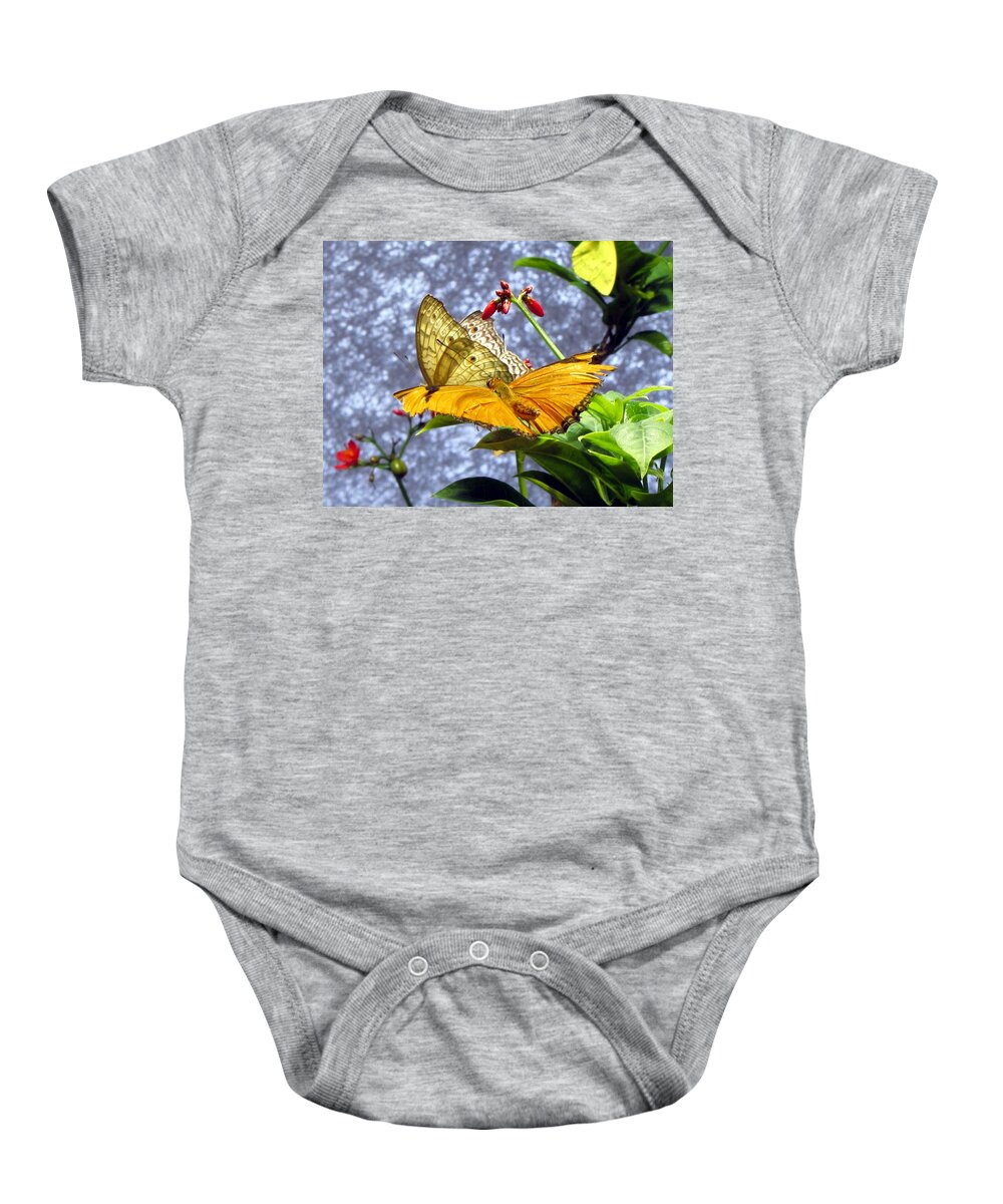 Wings Baby Onesie featuring the photograph Gold on Gold by Jennifer Wheatley Wolf
