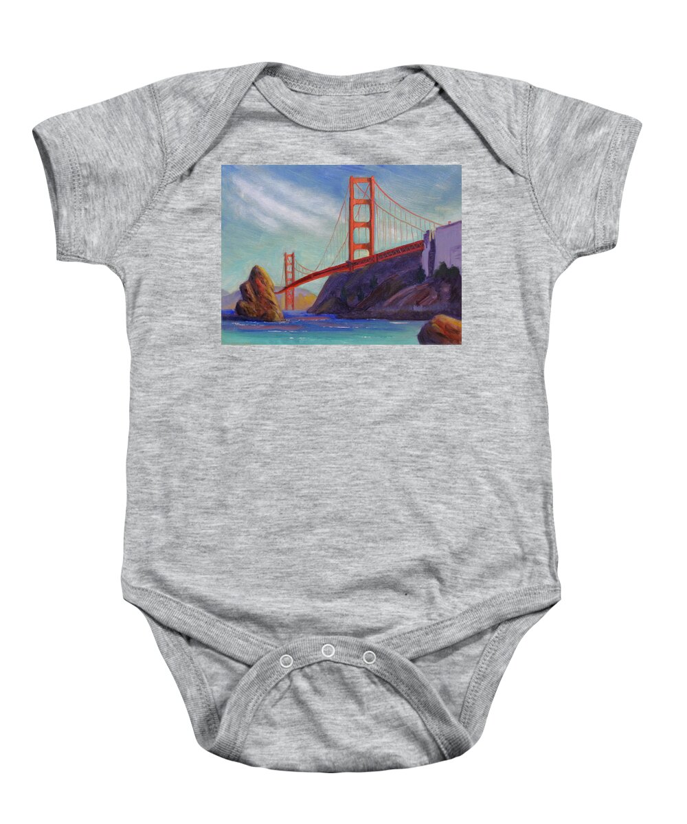 Golden Gate Bridge Baby Onesie featuring the painting Golden Gate Bridge by Kevin Hughes