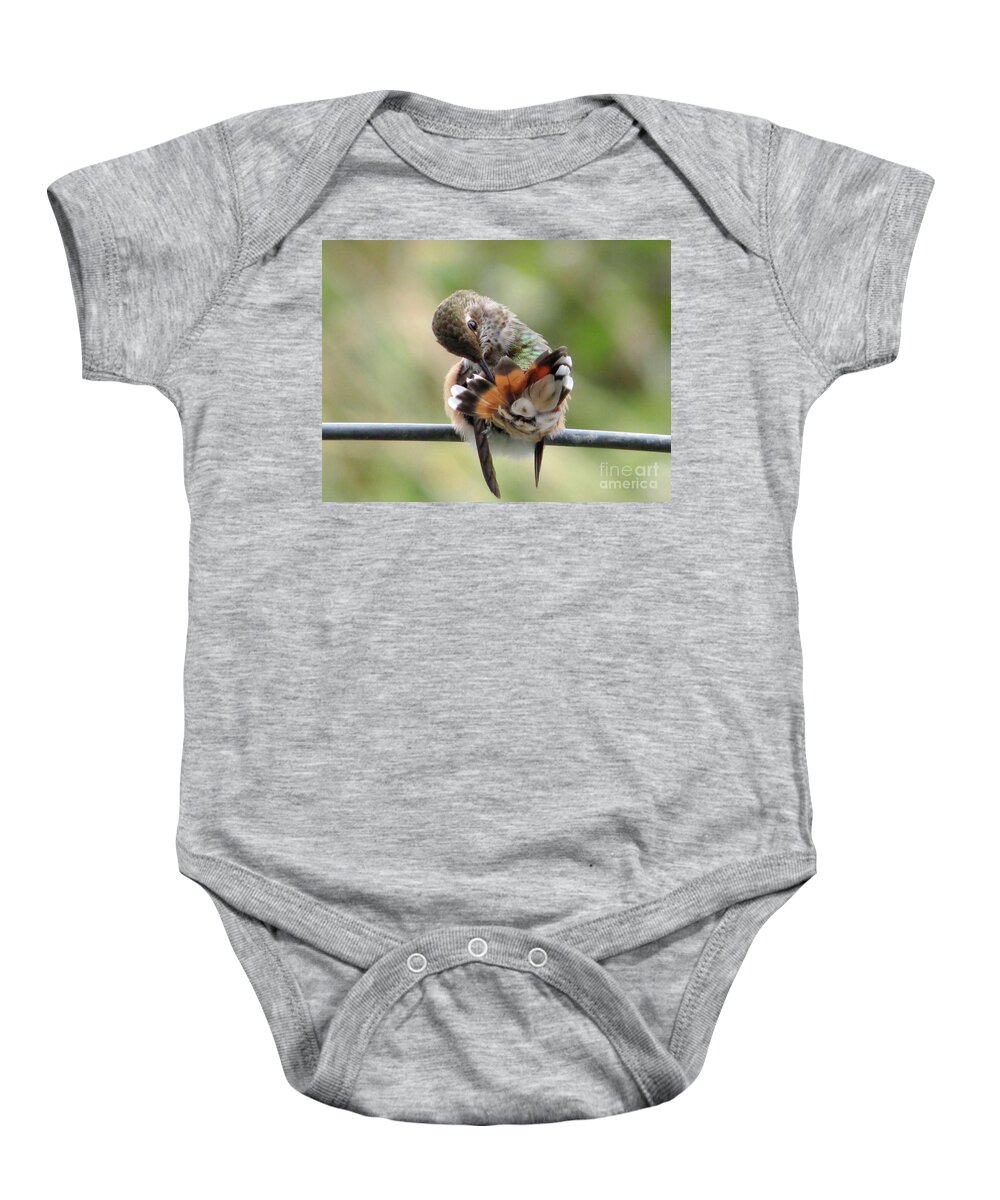 Hummingbirds Baby Onesie featuring the photograph Good Grooming by Rory Siegel