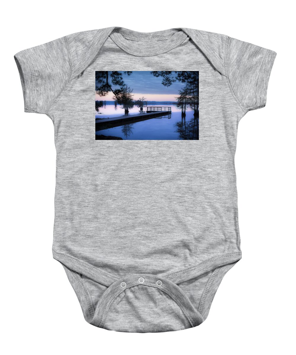 Steinhagen Reservoir Baby Onesie featuring the photograph Good Morning for FIshing by David Morefield