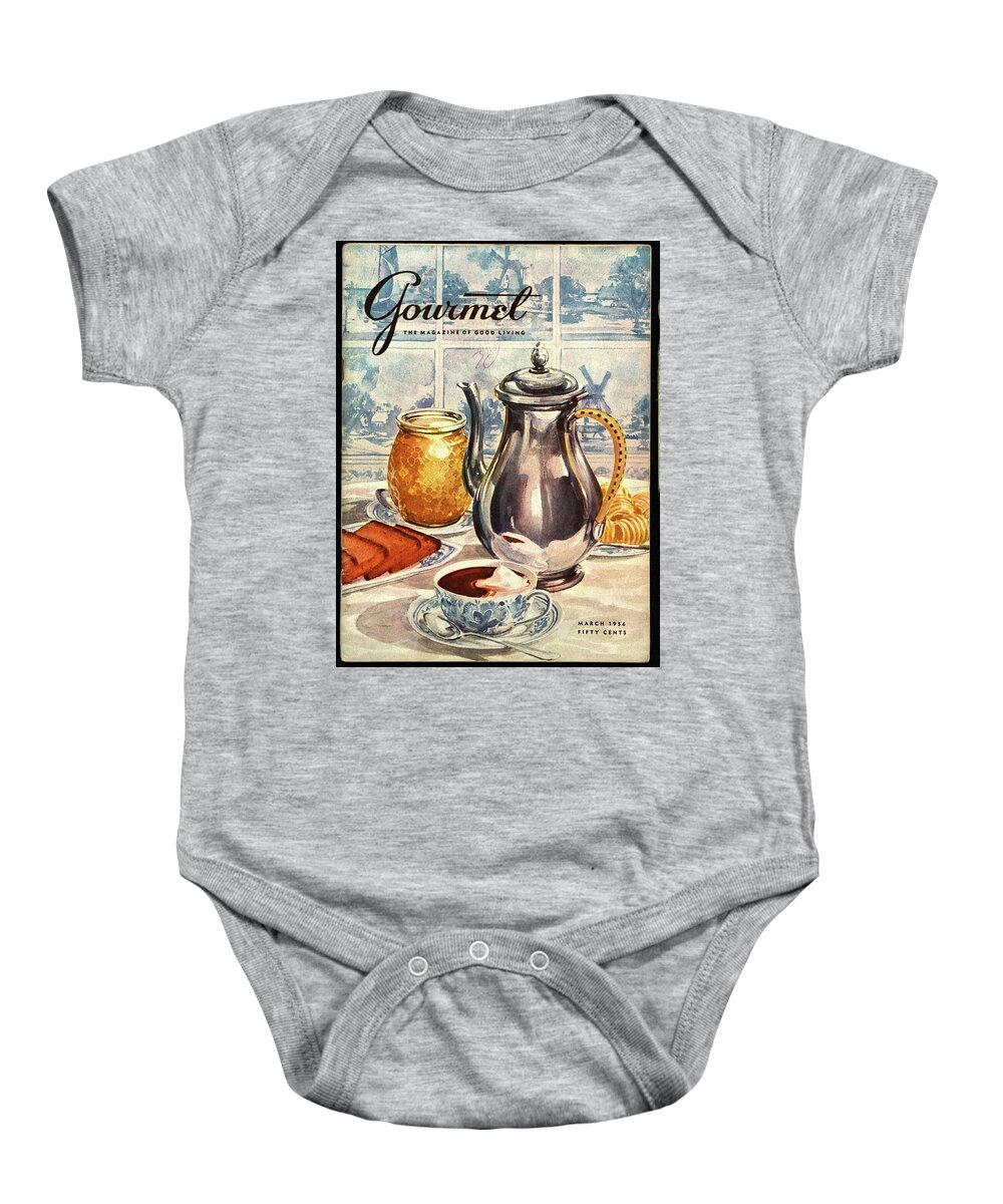 Illustration Baby Onesie featuring the photograph Gourmet Cover Featuring An Illustration by Hilary Knight