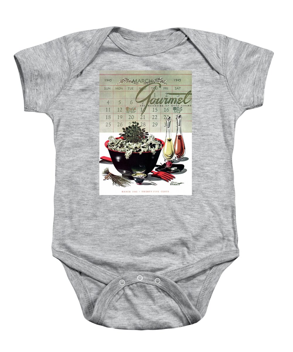 Illustration Baby Onesie featuring the photograph Gourmet Cover Illustration Of A Bowl Of Salad by Henry Stahlhut